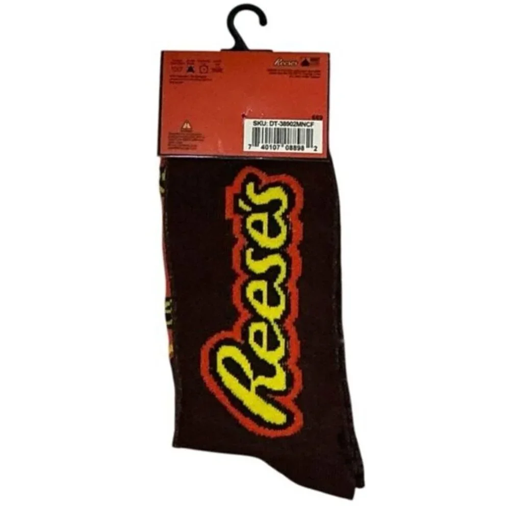 Reese’s Hershey Novelty Socks Mid Calf Crew Unisex Shoe SZ Women 7-13 Men 6-12